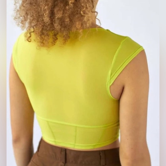Urban Outfitters UO Nyla Mesh Light Neon Green Cropped Corset Top Size small NWT - Picture 2 of 12